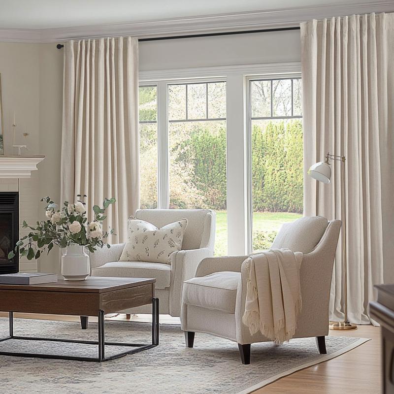 Oeko-Tex Linen Blackout Curtains (2 P Sets)