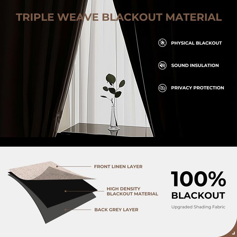 Oeko-Tex Linen Blackout Curtains (2 P Sets)