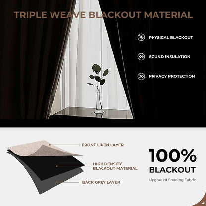 Oeko-Tex Linen Blackout Curtains (2 P Sets)