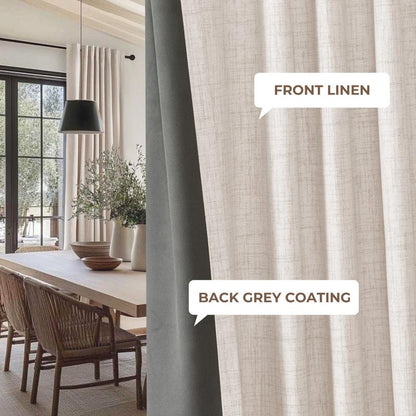 Oeko-Tex Linen Blackout Curtains (2 P Sets)